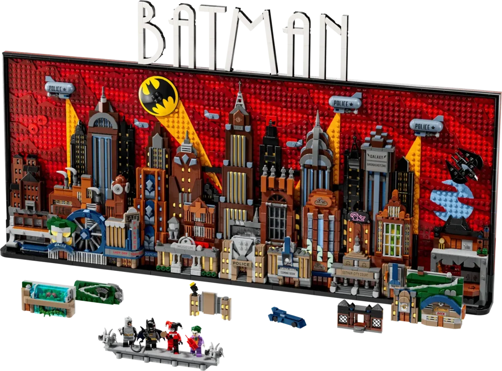 Panorama LEGO 76271 Gotham City avec Batcave et asile d’Arkham détaillés